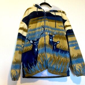 Black Canyon Outfitters Vintage Blue and Tan Deer Sweatshirt Hoodie size XXL